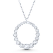 Multi-Bezel Eternity Circle Cubic Zirconia CZ Crystal Pendant & Chain Necklace in .925 Sterling Silver - ST-FN011-DiaCZ-SL