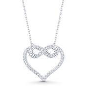 Heart & Infinity Charm CZ Crystal Charm Pendant & Necklace in .925 Sterling Silver - ST-FN013-DiaCZ-SL