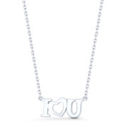 "I ♥ U" I Heart You Love Charm Pendant & Chain Necklace in .925 Sterling Silver - ST-FN016-SL