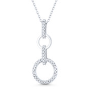 Double Eternity Circle CZ Crystal Pendant & Chain Necklace in .925 Sterling Silver - ST-FN023-DiaCZ-SL