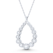 Teardrop Cubic Zirconia CZ Crystal Multi-Bezel Pendant & Chain Necklace in .925 Sterling Silver - ST-FN031-DiaCZ-SL