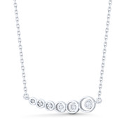 Curved Bar CZ Crystal Journey Pendant & Chain Necklace in .925 Sterling Silver - ST-FN035-DiaCZ-SL