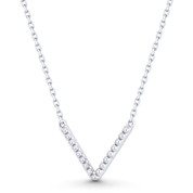 V-Bar Chevron Beaded Pendant & Chain Necklace in .925 Sterling Silver - ST-FN037-SL