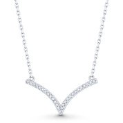 V-Bar Chevron Cubic Zirconia CZ Crystal Pendant & Chain Necklace in .925 Sterling Silver - ST-FN038-DiaCZ-SL