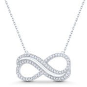 Infinity Charm CZ Crystal Pendant & Chain Necklace in .925 Sterling Silver - ST-FN049-DiaCZ-SL