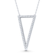 Upside-Down Open-Triangle Charm CZ Crystal Pave Pendant & Necklace in .925 Sterling Silver - ST-FN055-DiaCZ-SL