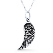 Angel's Wing Charm 32x13mm (1.3x0.5in) Pendant in Oxidized .925 Sterling Silver - ST-FP166-SLO
