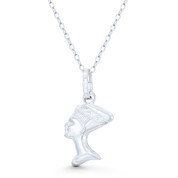 Queen Nefertiti Pharaoh's Great Royal Wife Egyptian Charm 23x12mm (0.9x0.5in) Pendant in .925 Sterling Silver - ST-FP170-SLP