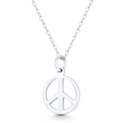Peace Sign Cutout Hippie Charm 19x13mm (0.75x0.5in) Pendant in .925 Sterling Silver - ST-FP173-SLP