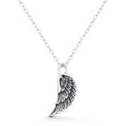 Angel's / Eagle's Wing Protection & Luck Charm 18x7mm (0.7x0.3in) Pendant in Oxidized .925 Sterling Silver - ST-FP194-SLO
