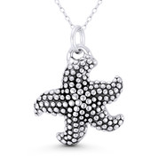 Starfish Ocean Sealife Charm 32x25mm (1.3x1in) Pendant in Oxidized .925 Sterling Silver - ST-FP200-SLO