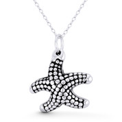 Starfish Ocean Sealife Charm 27x23mm (1.1x0.9in) Pendant in Oxidized .925 Sterling Silver - ST-FP201-SLO