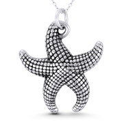 Starfish Ocean Sealife Charm 41x33mm (1.6x1.3in) Pendant in Oxidized .925 Sterling Silver - ST-FP202-SLO