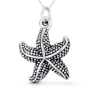 Starfish Ocean Sealife Charm 36x26mm (1.4x1in) Pendant in Oxidized .925 Sterling Silver - ST-FP203-SLO