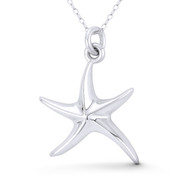 Starfish Ocean Sealife Charm 33x23mm (1.3x0.9in) Pendant in .925 Sterling Silver - ST-FP204-SLP