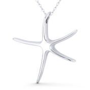 Starfish Ocean Sealife Charm 33x32mm (1.3x1.25in) Pendant in .925 Sterling Silver - ST-FP205-SLP
