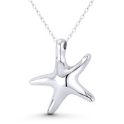 Starfish Ocean Sealife Charm 26x23mm (1x0.9in) Pendant in .925 Sterling Silver - ST-FP207-SLP