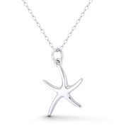 Starfish Ocean Sealife Charm 23x14mm (0.9x0.6in) Pendant in .925 Sterling Silver - ST-FP209-SLP