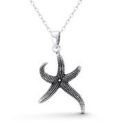 Starfish Ocean Sealife Charm 28x17mm (1.1x0.7in) Pendant in Oxidized .925 Sterling Silver - ST-FP210-SLO