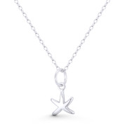 Starfish Ocean Sealife Charm 15x8mm (0.6x0.3in) Pendant in .925 Sterling Silver - ST-FP211-SLP