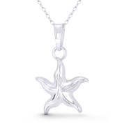Starfish Ocean Sealife Charm 30x19mm (1.2x0.75in) Pendant in .925 Sterling Silver - ST-FP212-SLP