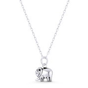 Tiny Baby Elephant Charm 13x9mm (0.5x0.35in) Lightweight Pendant in Oxidized .925 Sterling Silver - ST-FP222-SLO