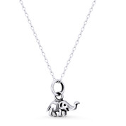 Tiny Baby Elephant Charm 13x13mm (0.5x0.5in) Lightweight Pendant in Oxidized .925 Sterling Silver - ST-FP223-SLO