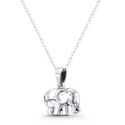 Elephant Charm 18x15mm (0.7x0.6in) Solid-Cast Pendant in Oxidized .925 Sterling Silver - ST-FP224-SLO