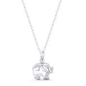 Baby Elephant Charm 15x12mm (0.6x0.5in) Lightweight Hollow-Cast 3D Pendant in .925 Sterling Silver - ST-FP226-SLP