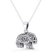 Elephant Charm 25x20mm (1x0.8in) 1-Sided Hollow-Back Pendant in Oxidized .925 Sterling Silver - ST-FP229-SLO