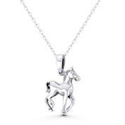 Colt / Foal Young Horse Baby Animal Charm 24x13mm (0.9x0.5in) Pendant in Oxidized .925 Sterling Silver - ST-FP230-SLO