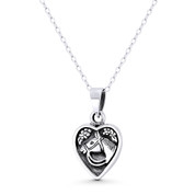 Horse Head Cameo on Heart Animal Charm 23x13mm (0.9x0.5in) Pendant in Oxidized .925 Sterling Silver - ST-FP231-SLO