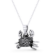 Cancer the Crab Zodiac Sign Charm 20x22mm (0.8x0.9in) Pendant in Oxidized .925 Sterling Silver - ST-FP245-SLO