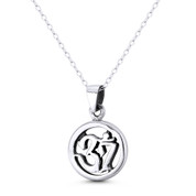 Om Aum Symbol Hindu / Buddhist Charm 23x15mm (0.9x0.6in) Pendant in Oxidized .925 Sterling Silver - ST-FP249-SLO