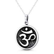 Om Aum Symbol Hindu / Buddhist Charm 31x21mm (1.2x0.8in) Pendant in Oxidized .925 Sterling Silver - ST-FP252-SLO