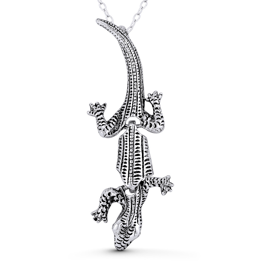 Gecko Lizard Charm 44x16mm (1.7x0.6in) Pendant Animism