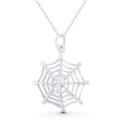 Black Widow Spider on Web Arachnid Charm 31x23mm (1.2x0.9in) Pendant Animism Jewelry in .925 Sterling Silver - ST-FP277-SLP