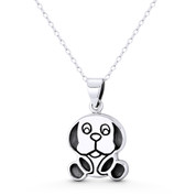 Basset Hound Puppy Dog Lover Animal Charm 24x15mm (1x0.6in) Pendant in Oxidized .925 Sterling Silver - ST-FP290-SLO
