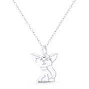 Sitting Cat Animal Lover Charm 20x15mm (0.8x0.6in) Pendant in .925 Sterling Silver - ST-FP294-SLP