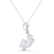 Playful Cat Animal Lover Charm 25x11mm (1x0.4in) Pendant in .925 Sterling Silver - ST-FP295-SLP