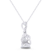 Cute Mouse / House Rat Rodent Pet Lover Charm 24x10mm (0.9x0.4in) Pendant in .925 Sterling Silver - ST-FP297-SLP