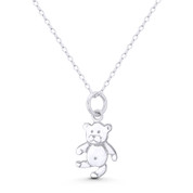 Pot Belly Teddy Bear Toy Jewelry Charm 21x11mm (0.8x0.4in) Pendant in .925 Sterling Silver - ST-FP300-SLP