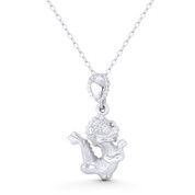 Baby Dragon Shenlong Chinese Feng Shui Good Luck Charm 27x15mm (1.1x0.6in) Pendant in .925 Sterling Silver - ST-FP302-SLP