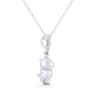 Baby Capybara / Kapi’wara Pet Rodent Lover Charm 26x8mm (1x0.3in) Pendant in .925 Sterling Silver - ST-FP303-SLP