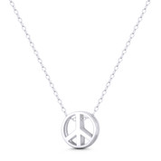 Peace Sign Symbol Cutout Hippie Charm 11mm (0.43in) Pendant in .925 Sterling Silver - ST-FP308-SLP