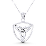 Trinity-Knot / Triquetra Celtic Charm 31x22mm (1.2x0.9in) Pendant in Oxidized .925 Sterling Silver - ST-FP309-SLO