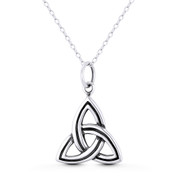  Trinity-Knot / Triquetra Celtic Charm 27x18mm (1.1x0.7in) Pendant in Oxidized .925 Sterling Silver - ST-FP310-SLO