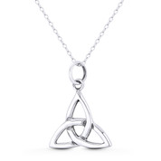 Trinity-Knot / Triquetra Celtic Charm 25x17mm (1x0.7in) Pendant in Oxidized .925 Sterling Silver - ST-FP312-SLO