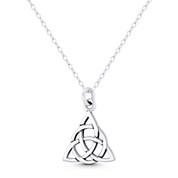 Trinity-Knot / Triquetra Celtic Charm 20x14mm (0.8x0.6in) Pendant in Oxidized .925 Sterling Silver - ST-FP313-SLO