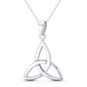 Trinity-Knot / Triquetra Celtic Charm 32x22mm (1.3x0.9in) Pendant in .925 Sterling Silver - ST-FP317-SLP